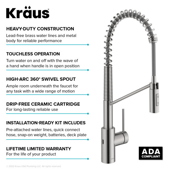 KRAUS Oletto Touchless Sensor Commercial PullDown Single Handle